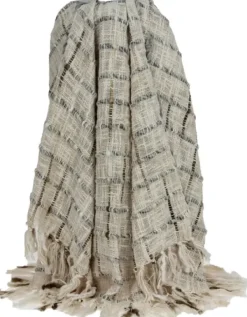 Blankets & Throws-Kirkland's Home Gray Primitive Squares Handloomed Throw Blanket Gray/Tan/White