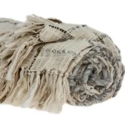Blankets & Throws-Kirkland's Home Gray Primitive Squares Handloomed Throw Blanket Gray/Tan/White