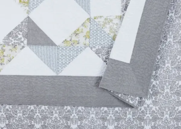 Quilts-Kirkland's Home Gray Reine-Marie King 3-Pc. Quilt Set Gray/Yellow/White