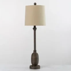 Buffet Lamps-Kirkland's Home Gray Resin Base Buffet Lamp Ivory