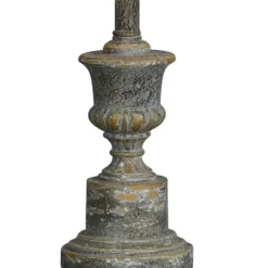 Buffet Lamps-Kirkland's Home Gray Resin Painted Distressed Buffet Lamp Tan