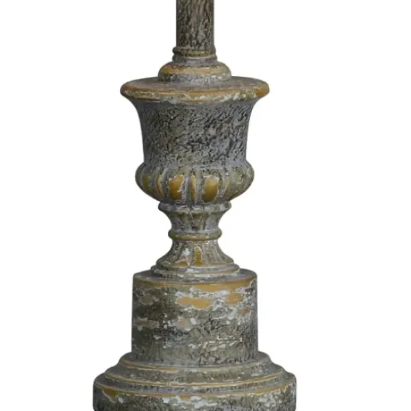 Buffet Lamps-Kirkland's Home Gray Resin Painted Distressed Buffet Lamp Tan