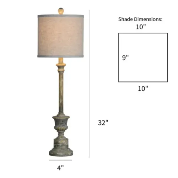 Buffet Lamps-Kirkland's Home Gray Resin Painted Distressed Buffet Lamp Tan