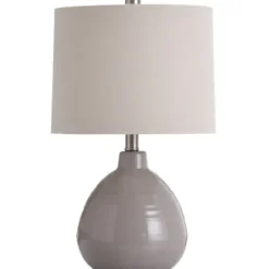 Table Lamps-Kirkland's Home Gray Ribbed Ceramic Table Lamp Ivory