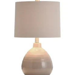 Table Lamps-Kirkland's Home Gray Ribbed Ceramic Table Lamp Ivory