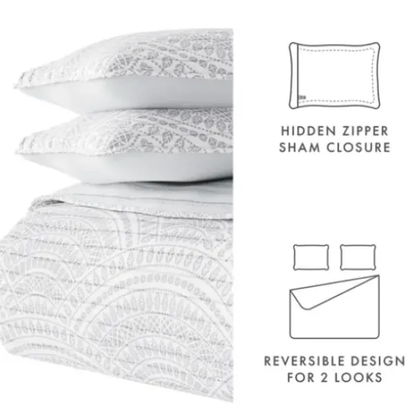 Quilts-Kirkland's Home Gray Scalloped Reversible 2-Pc. Twin Quilt Set Gray/White
