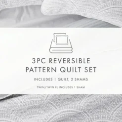 Quilts-Kirkland's Home Gray Scalloped Reversible 2-Pc. Twin Quilt Set Gray/White