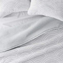 Quilts-Kirkland's Home Gray Scalloped Reversible 3-Pc. King Quilt Set Gray/White