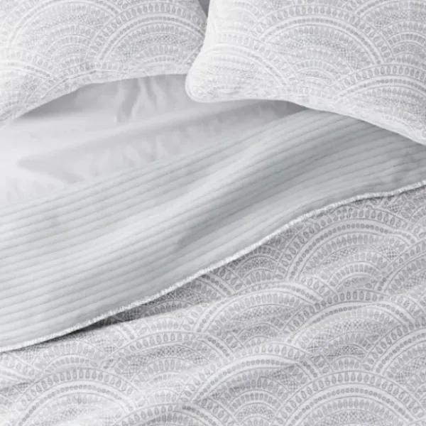 Quilts-Kirkland's Home Gray Scalloped Reversible 3-Pc. King Quilt Set Gray/White