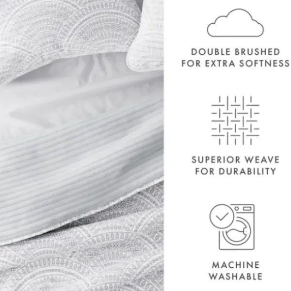 Quilts-Kirkland's Home Gray Scalloped Reversible 3-Pc. King Quilt Set Gray/White
