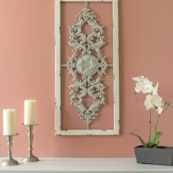 Wall Plaques-Kirkland's Home Gray Scroll Panel Plaque White/Gray