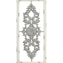 Wall Plaques-Kirkland's Home Gray Scroll Panel Plaque White/Gray