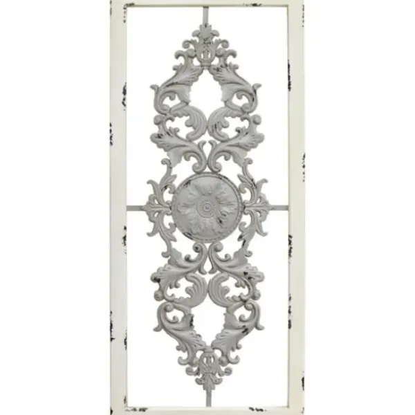 Wall Plaques-Kirkland's Home Gray Scroll Panel Plaque White/Gray