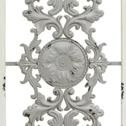 Wall Plaques-Kirkland's Home Gray Scroll Panel Plaque White/Gray