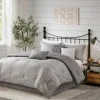 Comforters-Kirkland's Home Gray Seersucker 7-Pc. King Comforter Set Gray/White