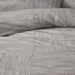Comforters-Kirkland's Home Gray Seersucker 7-Pc. King Comforter Set Gray/White
