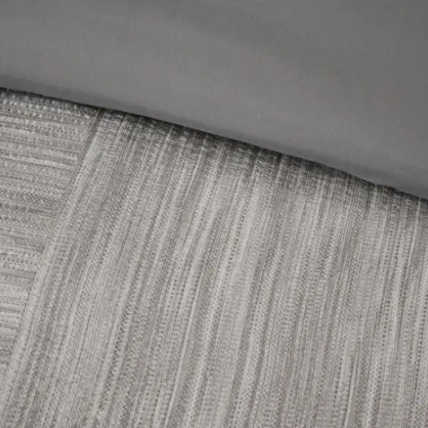 Comforters-Kirkland's Home Gray Seersucker 7-Pc. King Comforter Set Gray/White