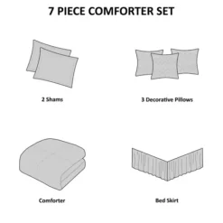 Comforters-Kirkland's Home Gray Seersucker 7-Pc. King Comforter Set Gray/White