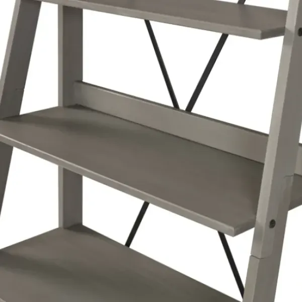 Bookshelves-Kirkland's Home Gray Solid Wood Ladder Bookshelf