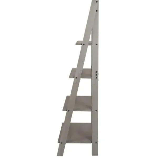 Bookshelves-Kirkland's Home Gray Solid Wood Ladder Bookshelf