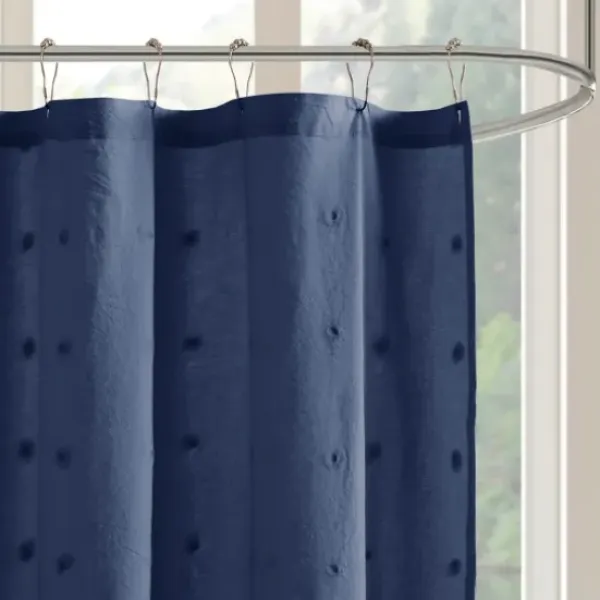 Shower Curtains-Kirkland's Home Gray Square Trim Cotton Shower Curtain White/Gray