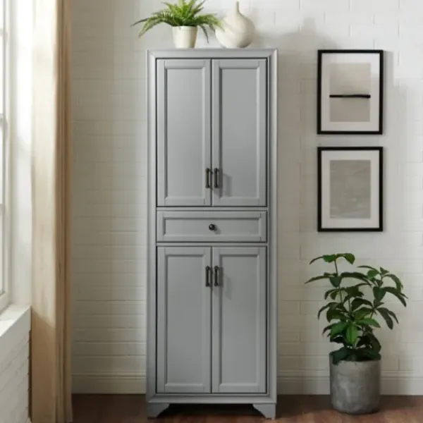 Cabinets & Sideboards-Kirkland's Home Gray Tara Pantry Cabinet