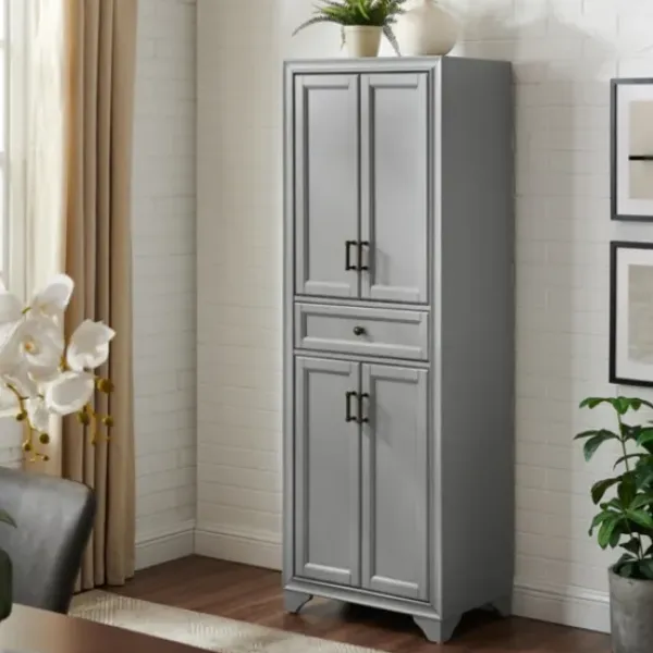 Cabinets & Sideboards-Kirkland's Home Gray Tara Pantry Cabinet