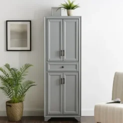 Cabinets & Sideboards-Kirkland's Home Gray Tara Pantry Cabinet
