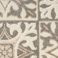 Outdoor Rugs-Kirkland's Home Gray Textured Border Outdoor Area Rug, 7X10 Gray/Tan/Ivory