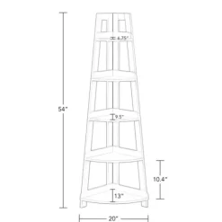 Bookshelves-Kirkland's Home Gray 5-Tier Corner Ladder Bookshelf
