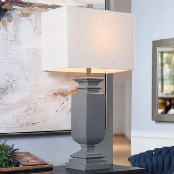 Table Lamps-Kirkland's Home Gray Traditional Rectangular Table Lamp Gray/Tan