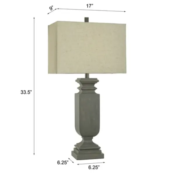 Table Lamps-Kirkland's Home Gray Traditional Rectangular Table Lamp Gray/Tan