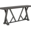 Dining Tables-Kirkland's Home Gray Trestle Base Wooden Counter Table