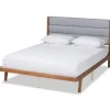 Beds & Headboards-Kirkland's Home Gray Tufted Headboard Queen Platform Bed Gray/Brown