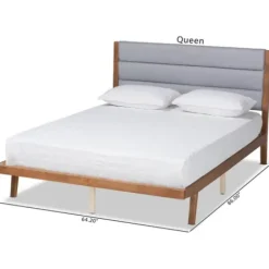 Beds & Headboards-Kirkland's Home Gray Tufted Headboard Queen Platform Bed Gray/Brown