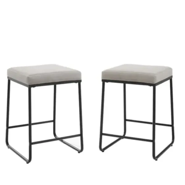 Bar Stools & Counter Height Stools-Kirkland's Home Gray Velvet Cube 2-Pc. Counter Stool Set White