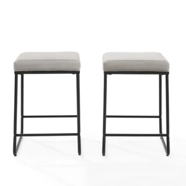 Bar Stools & Counter Height Stools-Kirkland's Home Gray Velvet Cube 2-Pc. Counter Stool Set White