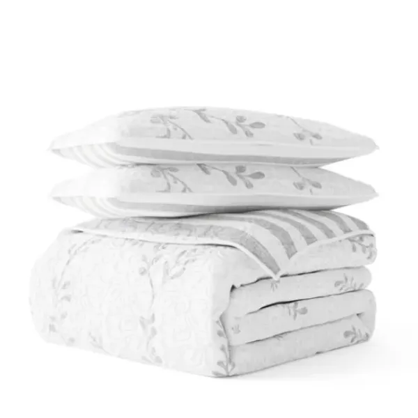 Quilts-Kirkland's Home Gray Vines Reversible 3-Pc. Queen Quilt Set Gray/White