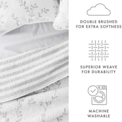 Quilts-Kirkland's Home Gray Vines Reversible 3-Pc. Queen Quilt Set Gray/White