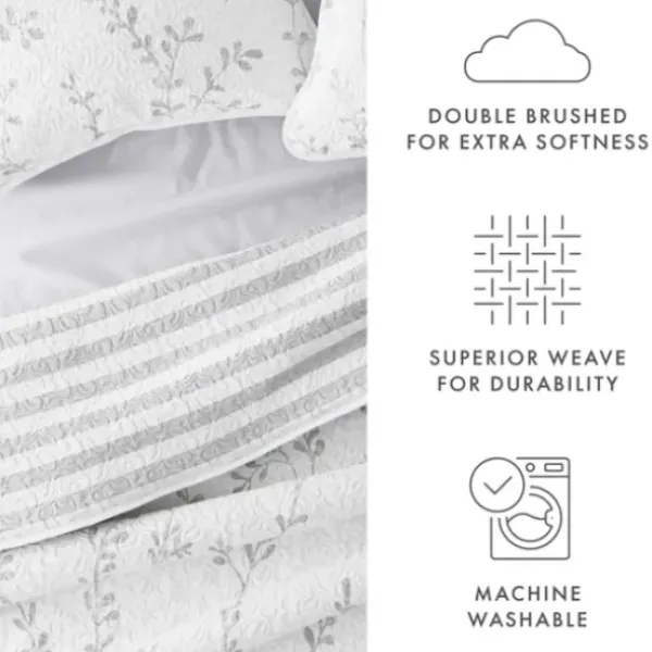 Quilts-Kirkland's Home Gray Vines Reversible 2-Pc. Twin Quilt Set Gray/White