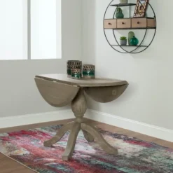 Dining Tables-Kirkland's Home Gray Wash Drop Leaf Dining Table