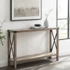 Console Tables-Kirkland's Home Gray Wash Farmhouse X-Frame Console Table Brown
