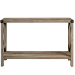 Console Tables-Kirkland's Home Gray Wash Farmhouse X-Frame Console Table Brown