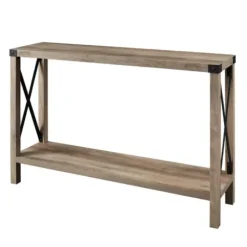 Console Tables-Kirkland's Home Gray Wash Farmhouse X-Frame Console Table Brown