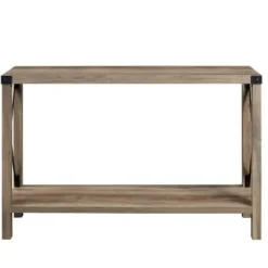 Console Tables-Kirkland's Home Gray Wash Farmhouse X-Frame Console Table Brown