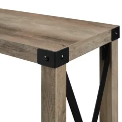Console Tables-Kirkland's Home Gray Wash Farmhouse X-Frame Console Table Brown