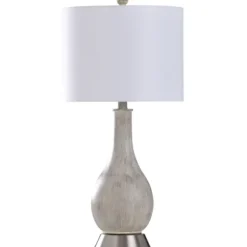Table Lamps-Kirkland's Home Gray Wash Rounded Table Lamp White