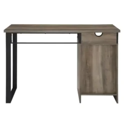 Office Furniture-Kirkland's Home Gray Wash Wood And Mesh 3-Drawer Desk