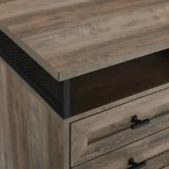 Office Furniture-Kirkland's Home Gray Wash Wood And Mesh 3-Drawer Desk