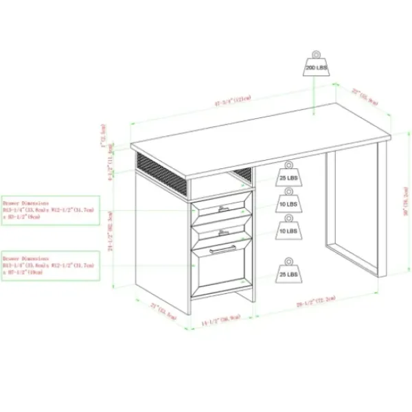 Office Furniture-Kirkland's Home Gray Wash Wood And Mesh 3-Drawer Desk